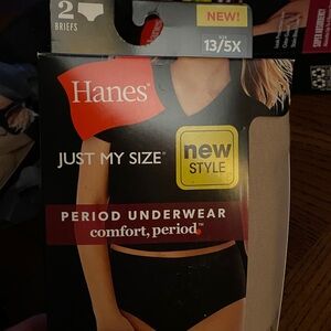 Hanes Just My Size Black Tan Period Underwear Panties Sz 13 5X Super 2 pc Briefs